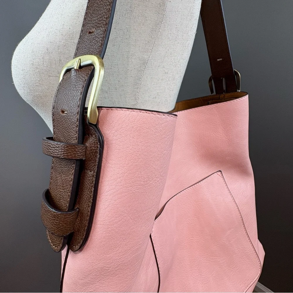 Joy Susan Hobo Bag in Rosewater Pink Soft Vegan Leather 2 in 1 Handbag Classic - Picture 11 of 16